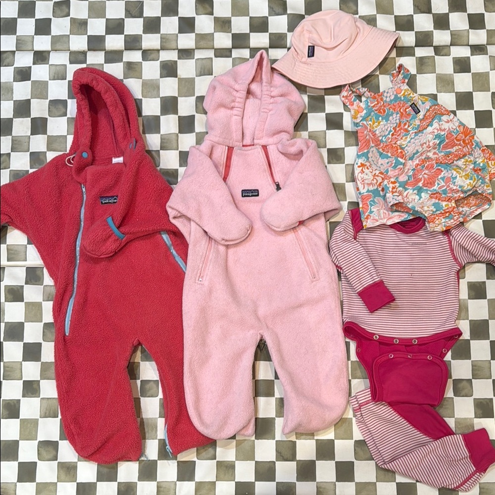 Patagonia Pink Cozy Footie One Pieces